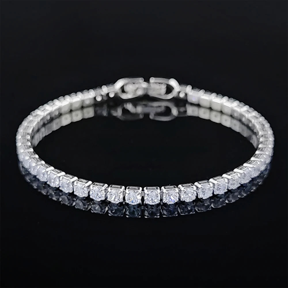 Pulsera de princesa de Color plateado para mujer, brazalete de lujo de 4MM y 17CM, regalo de aniversario, joyería al por mayor, S5650, novedad de 2024