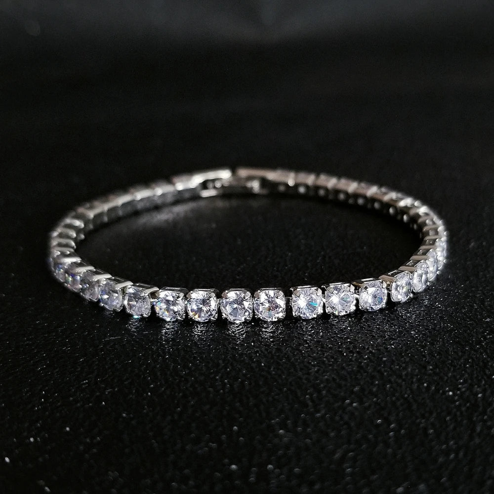 Pulsera de princesa de Color plateado para mujer, brazalete de lujo de 4MM y 17CM, regalo de aniversario, joyería al por mayor, S5650, novedad de 2024