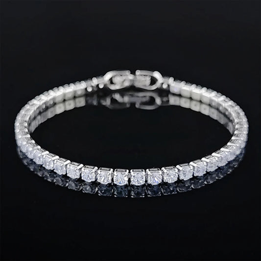 Pulsera de princesa de Color plateado para mujer, brazalete de lujo de 4MM y 17CM, regalo de aniversario, joyería al por mayor, S5650, novedad de 2024