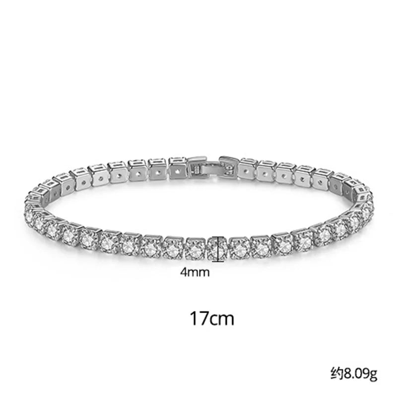 Pulsera de princesa de Color plateado para mujer, brazalete de lujo de 4MM y 17CM, regalo de aniversario, joyería al por mayor, S5650, novedad de 2024